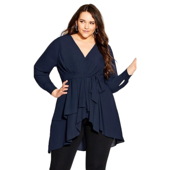 City Chic Shibara Shirt Dress/Top- Navy - NWT- Women’s Plus XXL - Picture 2 of 9